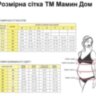 Размерная сетка Мамин Дом