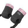 Муфта на овчине ДоРечи (серая с розовым декором)