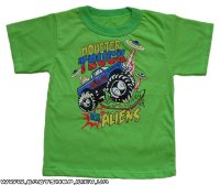 Футболка детская «Monster Truck vs Aliens» (зелёная)