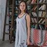 Ночная рубашка для беременных и кормящих ТМ «Omali» (оm002606 серая с бабочками)
