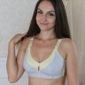 Бюстгальтер для беременных и кормящих 8628 (серый с лимонным декором)